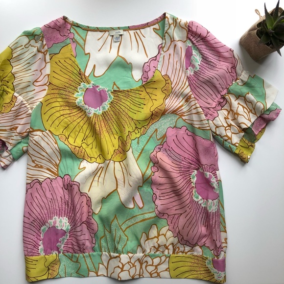 Anthropologie Tops - Anthropologie Odille Silk Floral Blouse